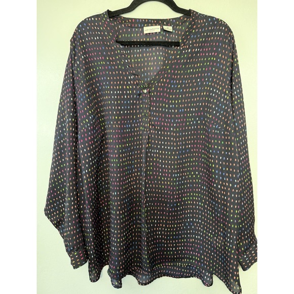 Liz Claiborne Tops - Liz Claiborne Plus Size Workwear Blouse Black W Pops Of Color Size 2X